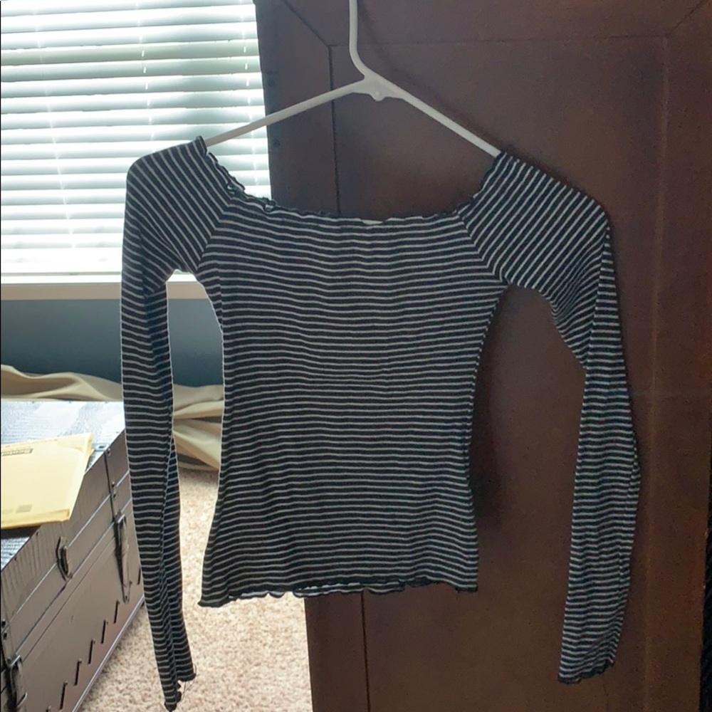 Black/White Hollister Stripped Off Shoulder Top